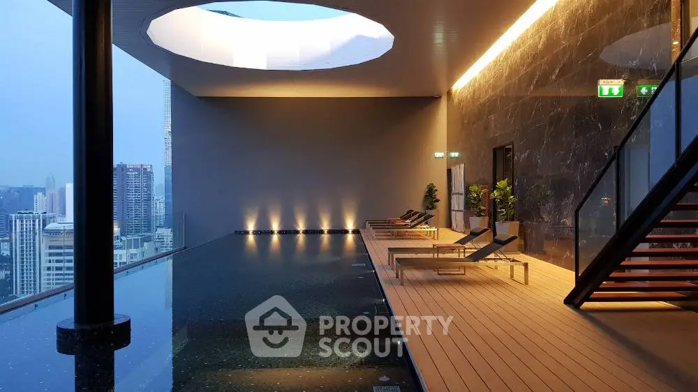 Luxurious rooftop pool with stunning city view and modern design