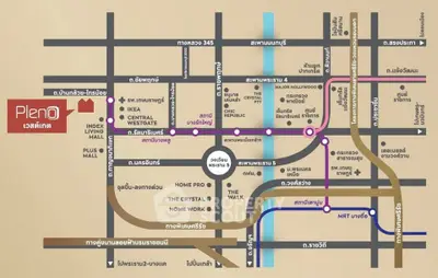 Map showcasing prime real estate locations near shopping centers and public transport in vibrant urban area.