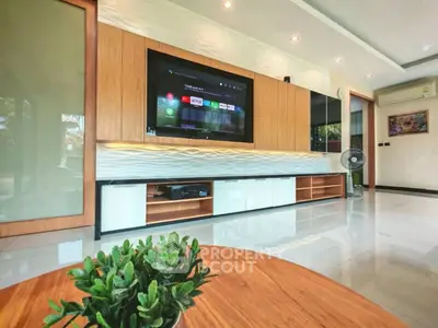 Modern living room with sleek TV unit and stylish decor