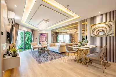 Luxurious modern living room with elegant decor and spacious layout