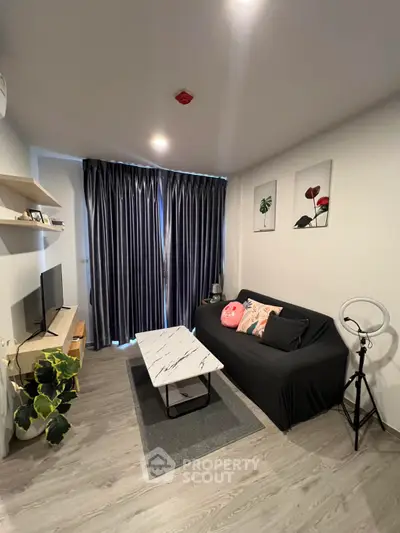 Modern living room with stylish decor and cozy ambiance