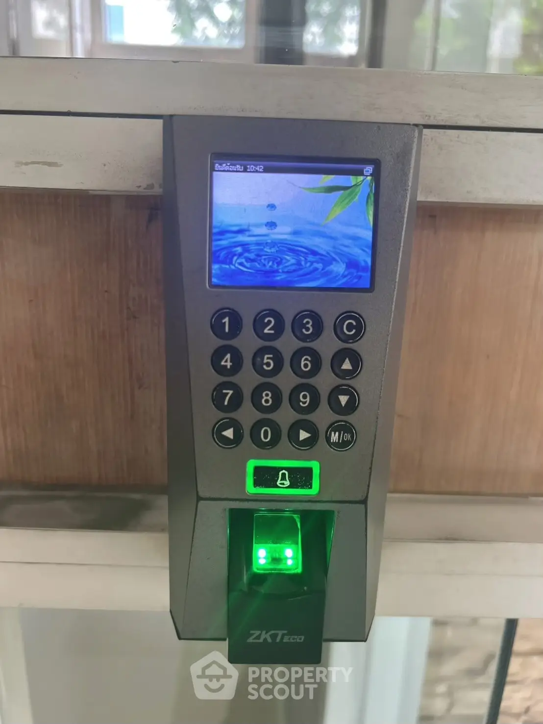 Modern security keypad with fingerprint scanner for secure property access