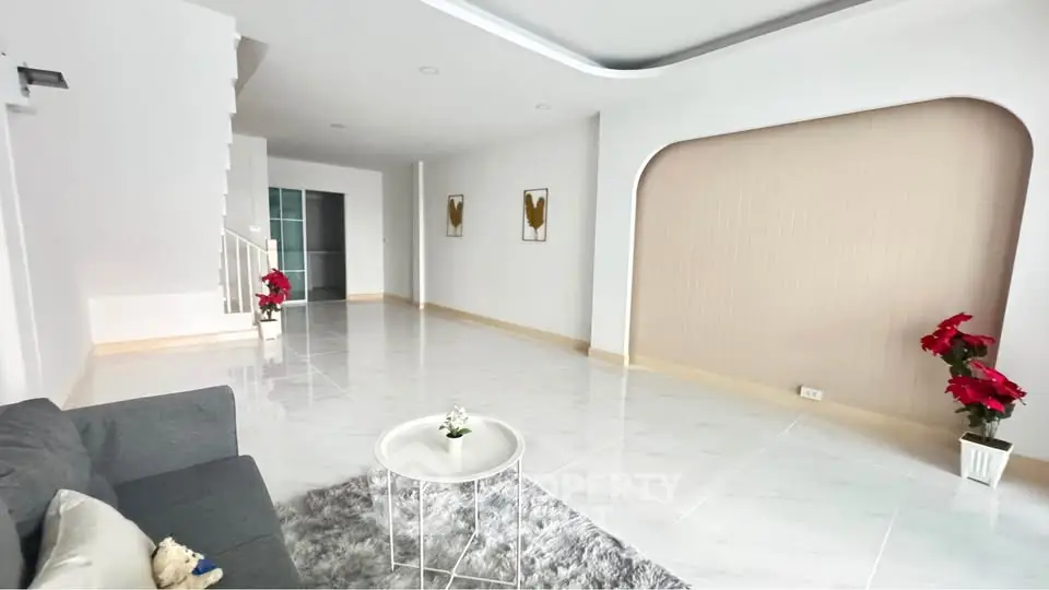 Spacious modern living room with sleek design and elegant decor