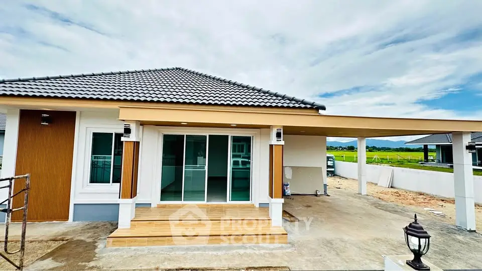 Modern single-story house with carport and stylish facade