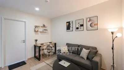 Modern living room with stylish decor and cozy seating area