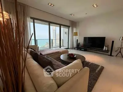 Luxurious living room with ocean view and modern decor