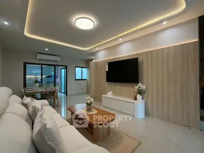 Modern living room with elegant lighting and stylish furniture