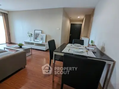 Modern living room with dining area and stylish decor