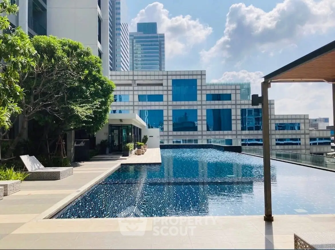 Luxurious rooftop pool with stunning cityscape views and modern architecture.