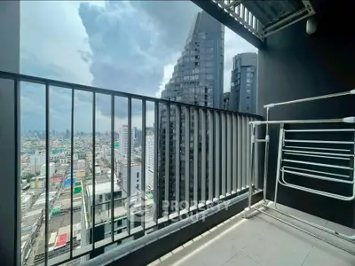 Stunning cityscape view from a modern high-rise balcony, perfect for urban living enthusiasts.