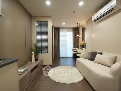 Stylish modern living room with cozy sofa and elegant decor