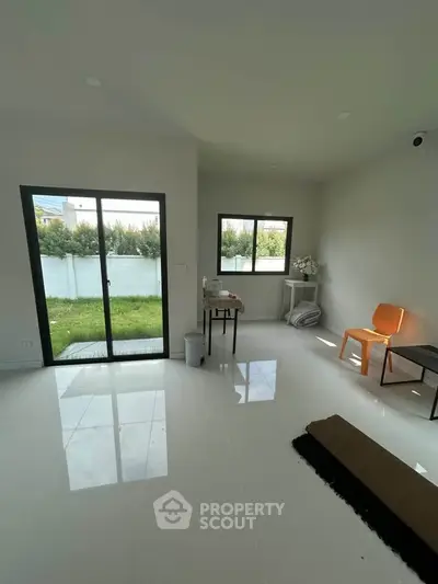 Bright living room with garden view and modern decor