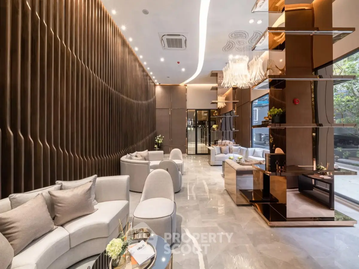 Luxurious modern lobby with elegant seating and stylish decor, perfect for upscale living.