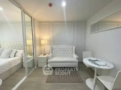 Chic modern living room with elegant white sofa and stylish decor