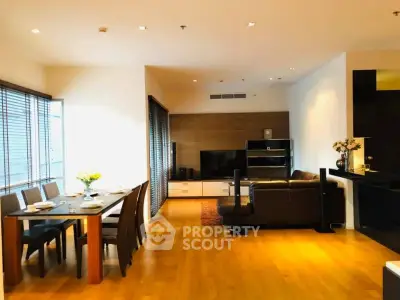 Spacious modern living room with dining area and stylish decor