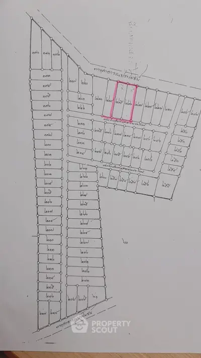 Detailed real estate plot map showcasing property divisions and layout.