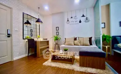 Stylish modern living room with cozy decor and elegant lighting