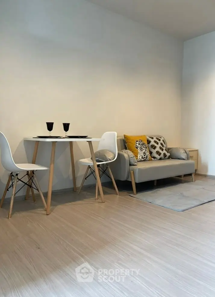 Modern living room with stylish furniture and cozy ambiance