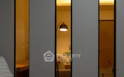 Modern interior with stylish lighting and cozy seating area