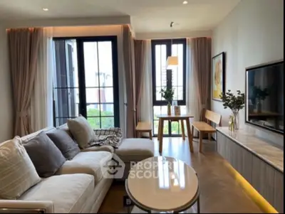 Stylish living room with modern decor and natural light