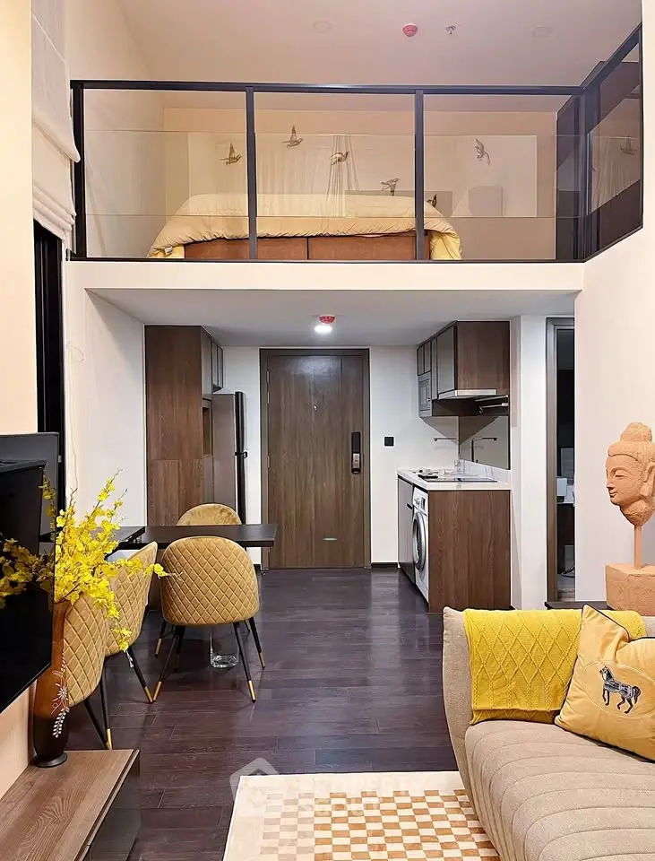 Modern loft apartment with stylish decor and mezzanine bedroom