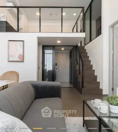 Modern duplex apartment with stylish interior and mezzanine level
