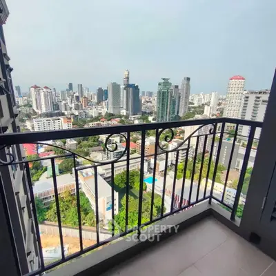 Stunning cityscape view from a modern balcony in a high-rise apartment