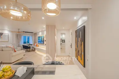 Spacious modern living room with elegant decor and open layout