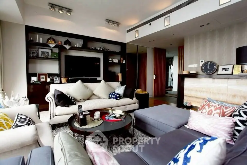 Luxurious modern living room with stylish decor and spacious seating area