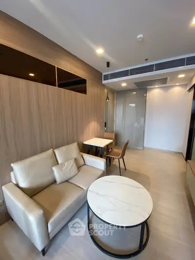 Modern living room with stylish furniture and elegant decor