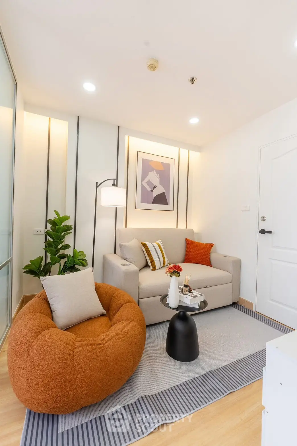 Chic modern living room with cozy seating and stylish decor