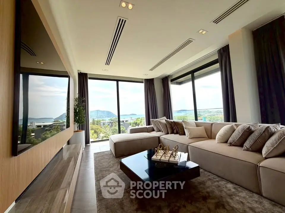Luxurious living room with panoramic ocean views and modern decor