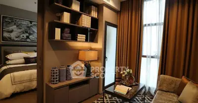 Luxurious bedroom with elegant decor and cozy seating area