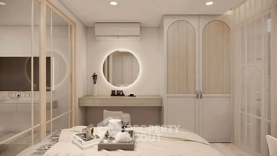 Modern bedroom with elegant decor and built-in wardrobe