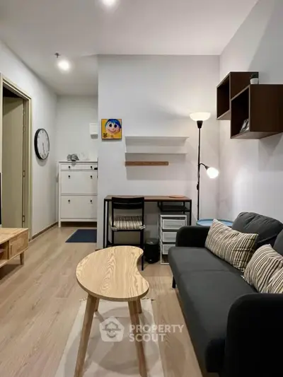 Modern living room with stylish furniture and cozy ambiance