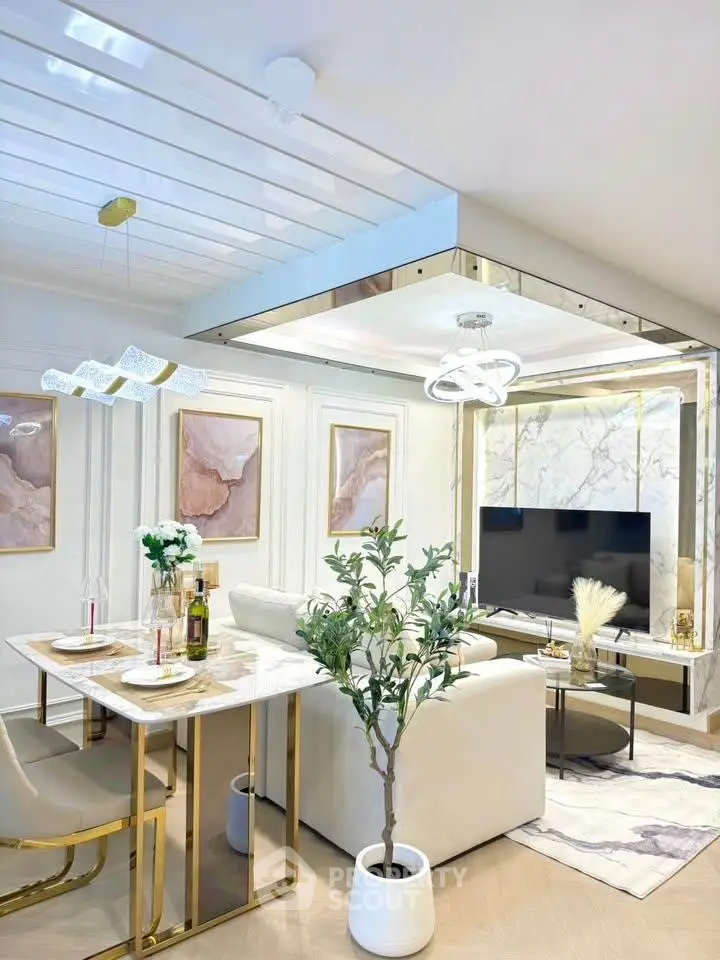 Luxurious modern living room with elegant decor and stylish furniture