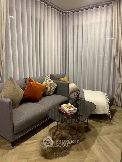 Cozy living room with modern sofa and stylish decor