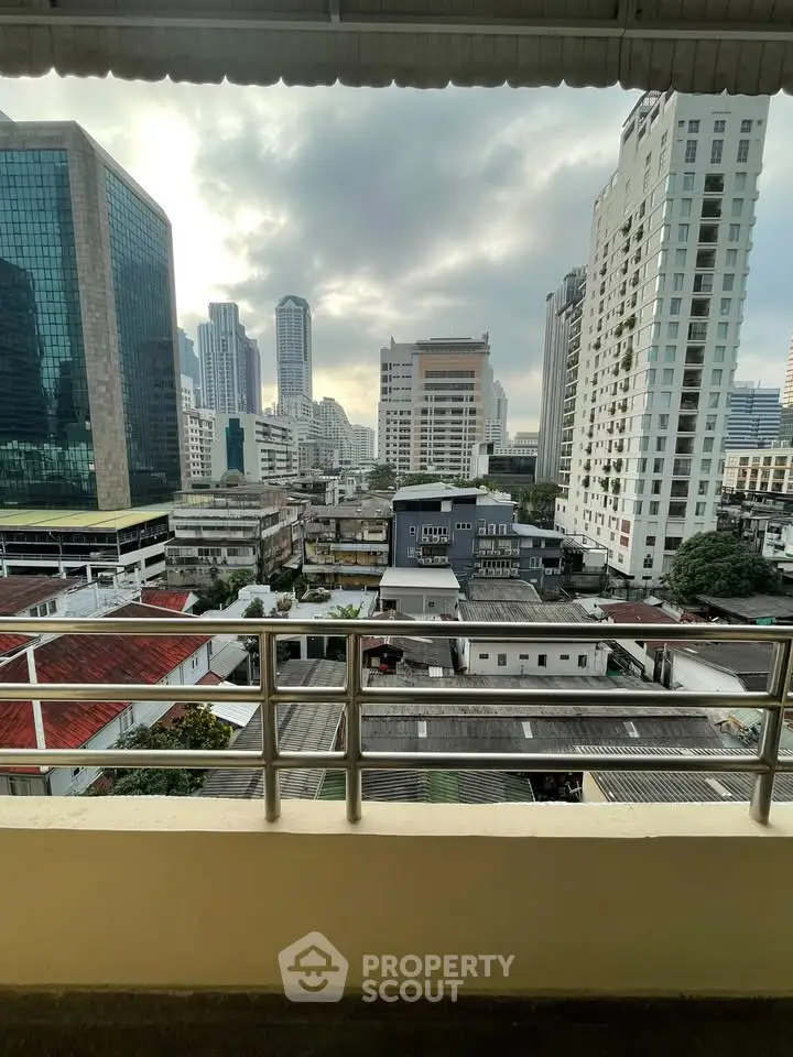 Stunning cityscape view from a high-rise balcony, showcasing modern urban architecture and skyline.