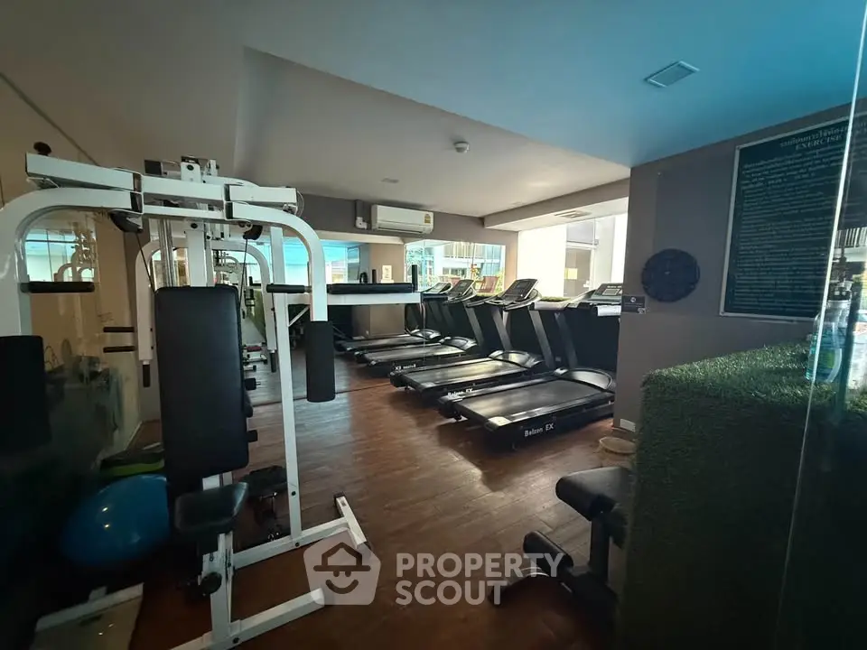 Modern gym with state-of-the-art equipment in a residential building
