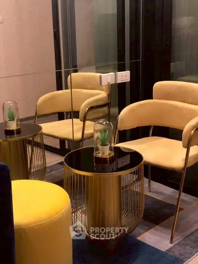 Stylish modern living room with elegant yellow chairs and chic decor