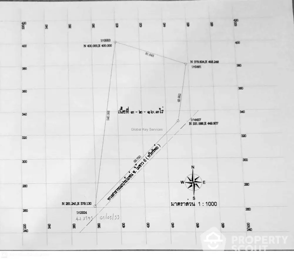 Detailed schematic land plot plan showcasing precise measurements and boundaries, ideal for architects and property developers.