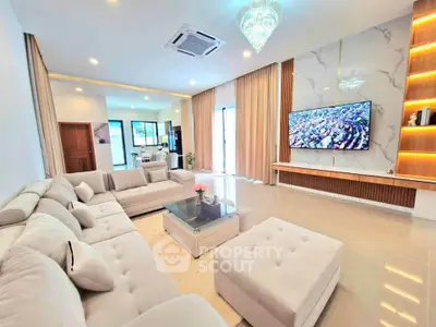 Luxurious modern living room with elegant decor and spacious seating area