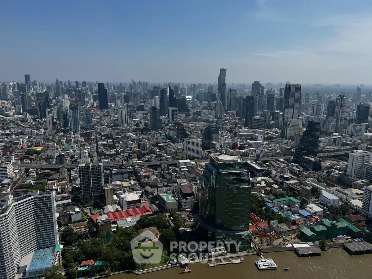 Stunning cityscape view showcasing a vibrant urban skyline with diverse architecture and riverfront.