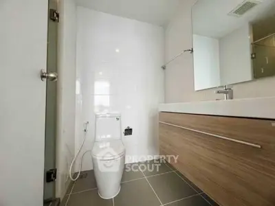 Modern bathroom with sleek fixtures and minimalist design