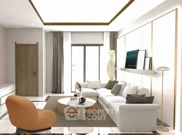 Modern living room with stylish furniture and elegant decor
