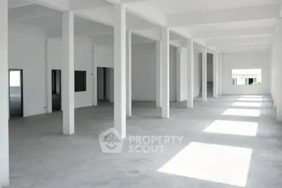 Spacious open-plan interior with high ceilings and abundant natural light, ideal for versatile use.