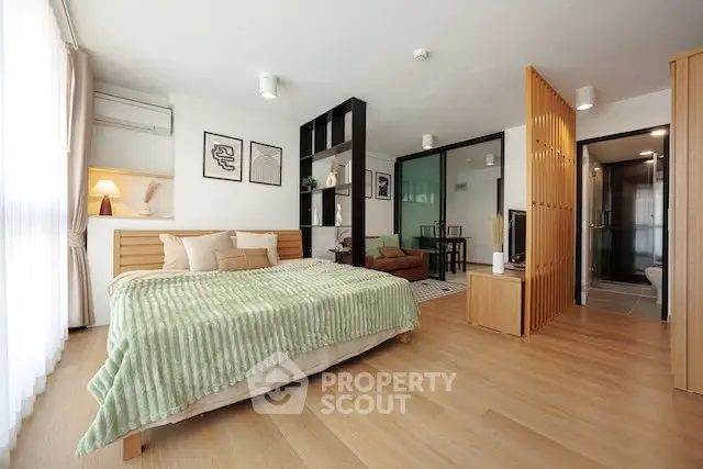 Spacious modern bedroom with open layout and stylish decor