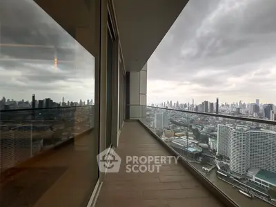Stunning high-rise balcony with panoramic city skyline views, perfect for urban living enthusiasts.