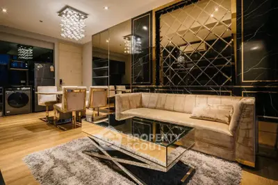 Luxurious modern living room with elegant decor and plush furniture in a high-end apartment.