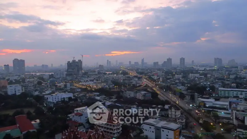 Stunning cityscape view at dusk with vibrant skyline and urban landscape